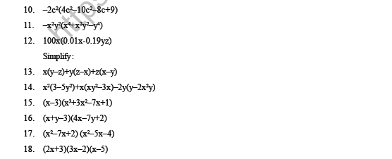 CBSE Class 8 Maths Algebraic Expressions And Identities Question Bank